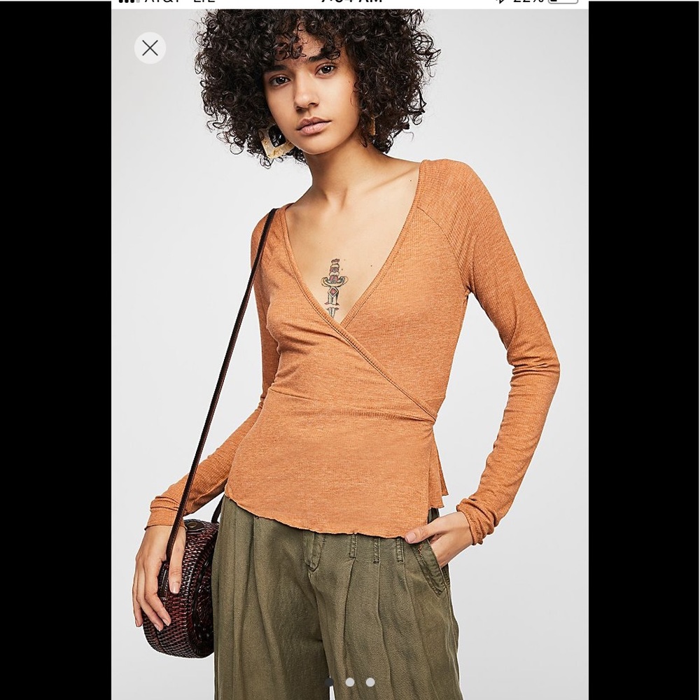 NWT FREE PEOPLE WRAP TOP LARGE